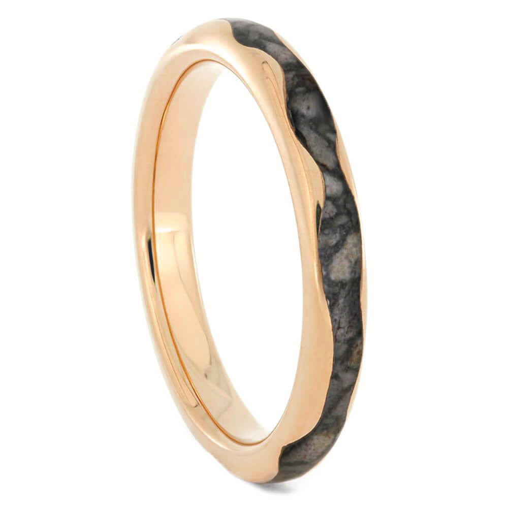 Wavy Gold Women's Band With Antler Inlay - Jewelry by Johan