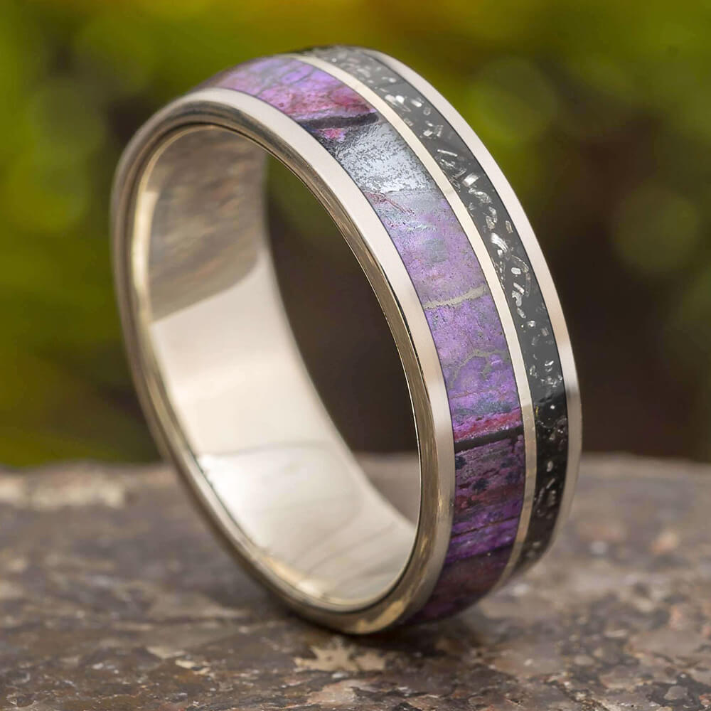 Sugilite and Meteorite Wedding Band