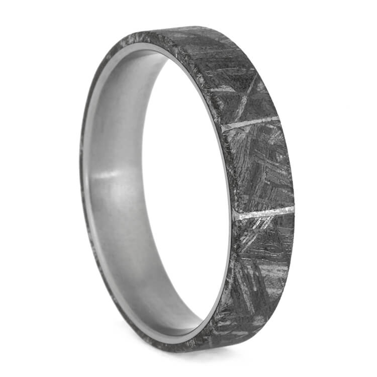 Large Meteorite Wedding Band With Perfect Meteorite, Size 16-RS10096 - Jewelry by Johan