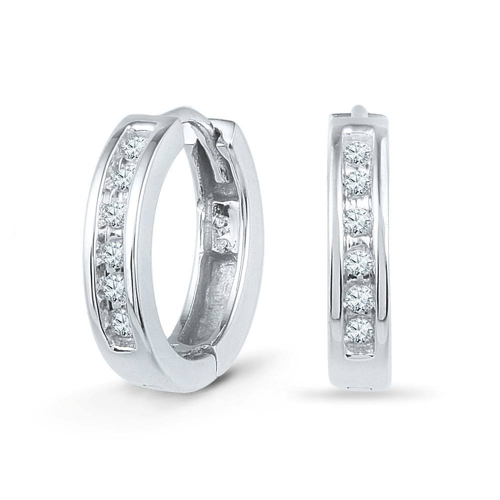 Diamond Hoop Earrings, Sterling Silver or Gold-SHEG008758BTW - Jewelry by Johan