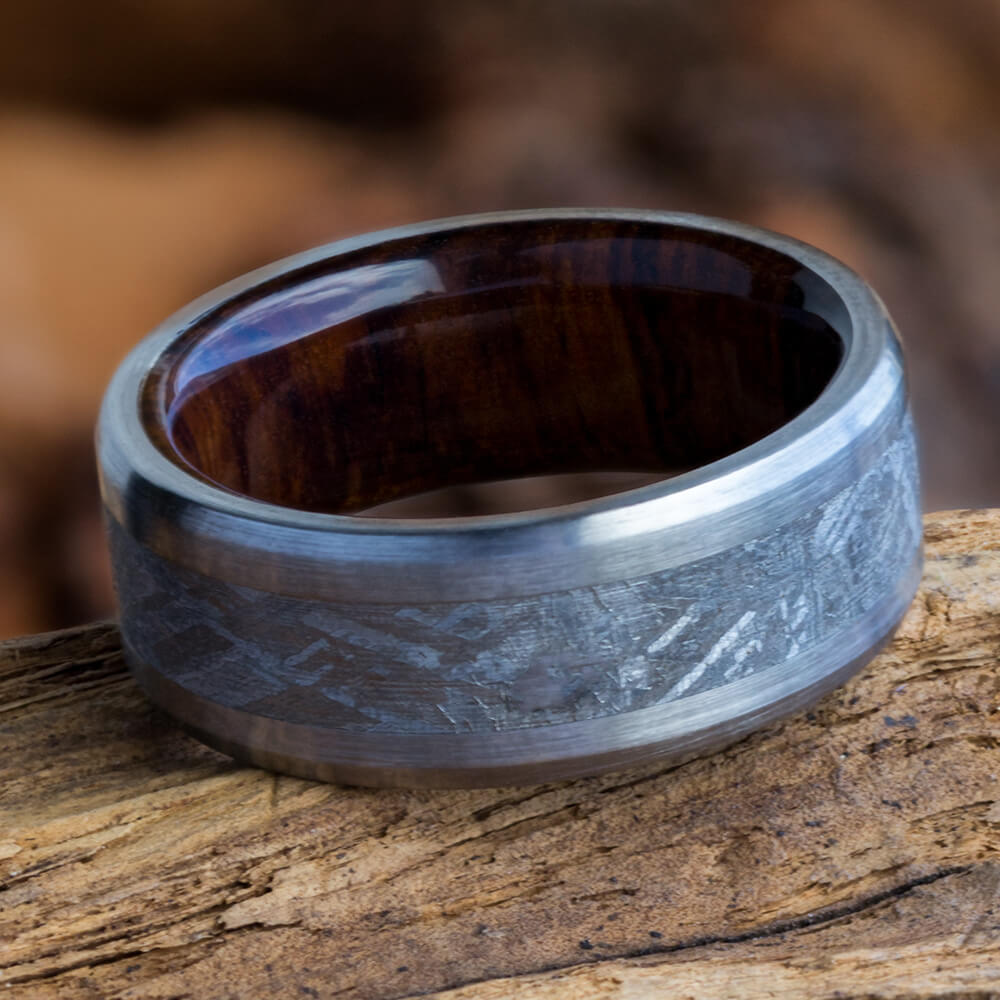 Meteorite and Ironwood Wedding Band