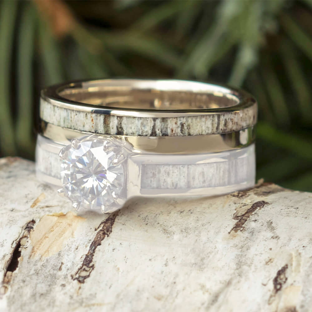 Custom Women's Wedding Band with Antler - JBJ