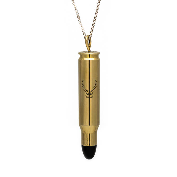 Bullet Pendant, Black Springbok Horn inside a Brass Casing-RS10166 - Jewelry by Johan