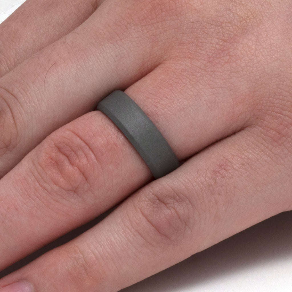 Simple Titanium Wedding Band With Sandblasted Finish And Beveled Edges-3684 - Jewelry by Johan