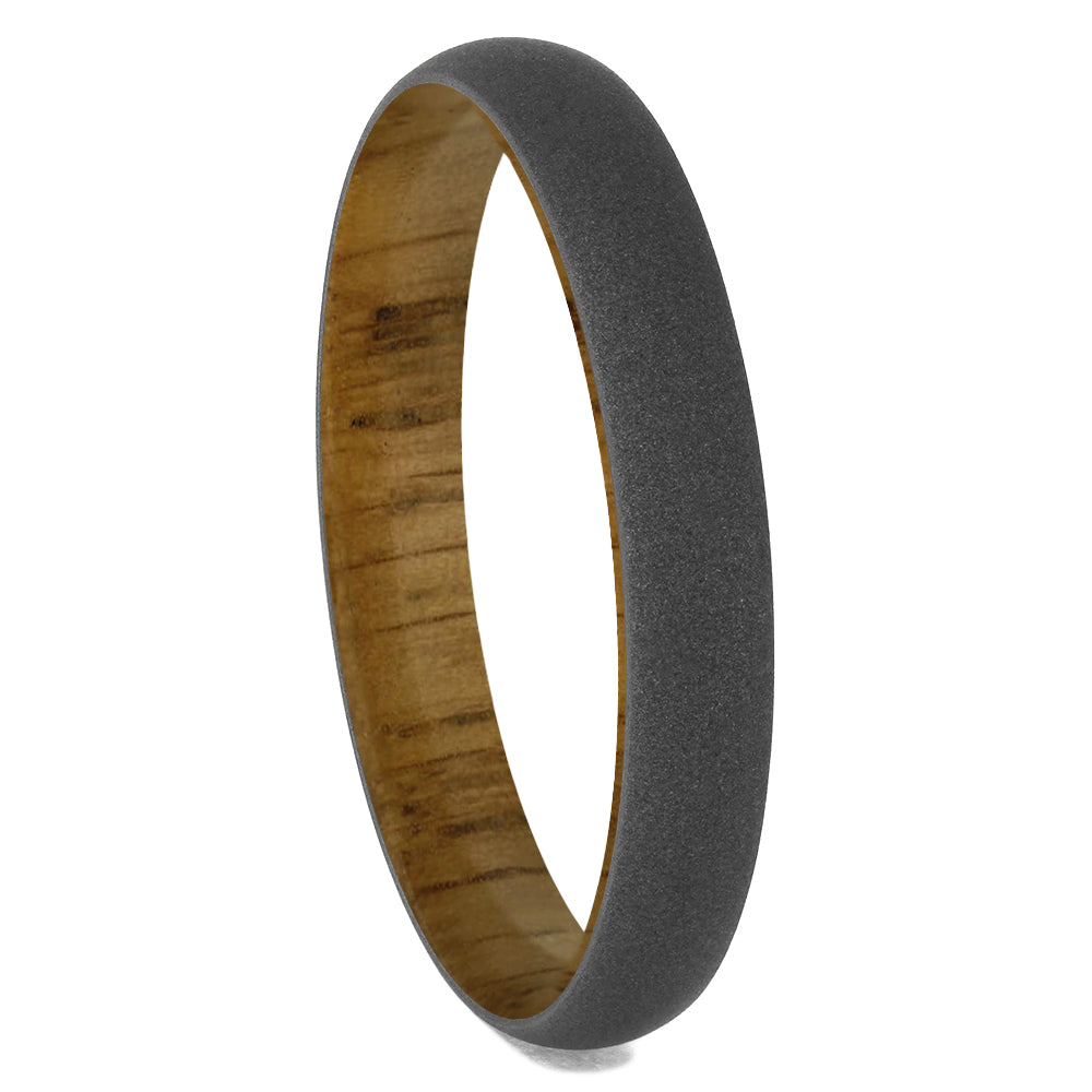 Titanium and Oak Wood Wedding Band