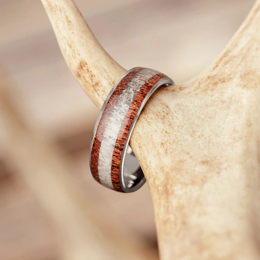 Wood and Antler Wedding Band