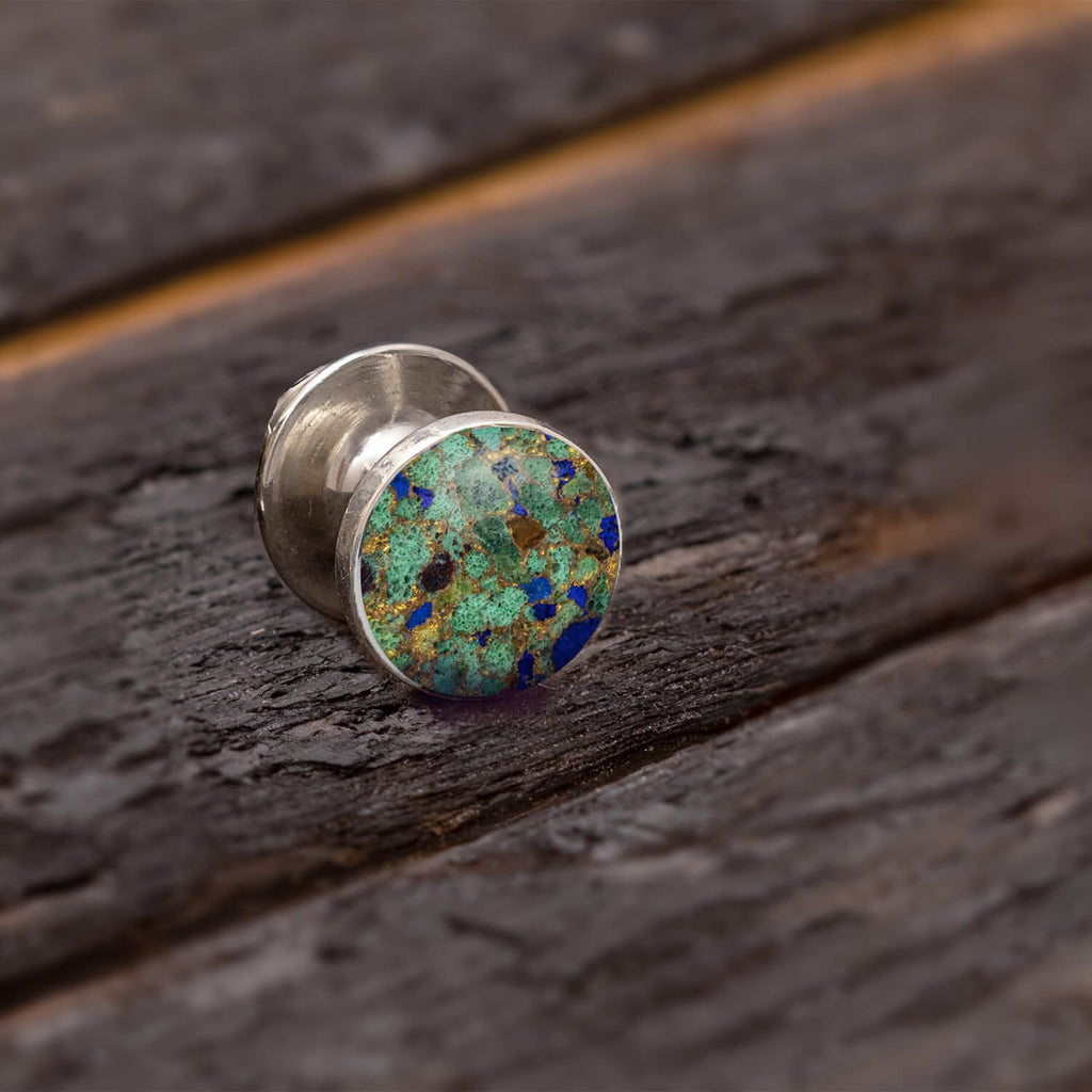 Desert Mosaic Tie Tack With Sterling Silver