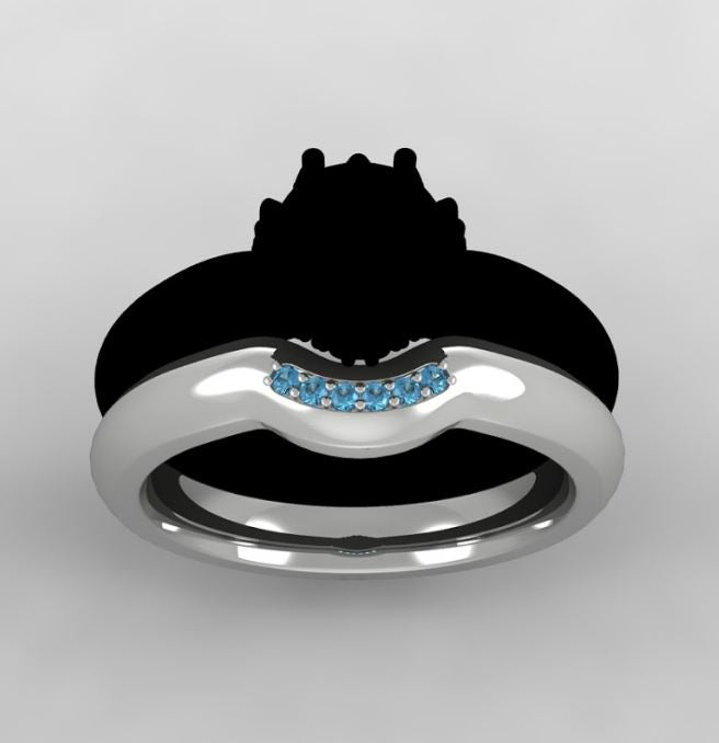 Custom White Gold Shadow Band with Accent Stones-4051 - Jewelry by Johan