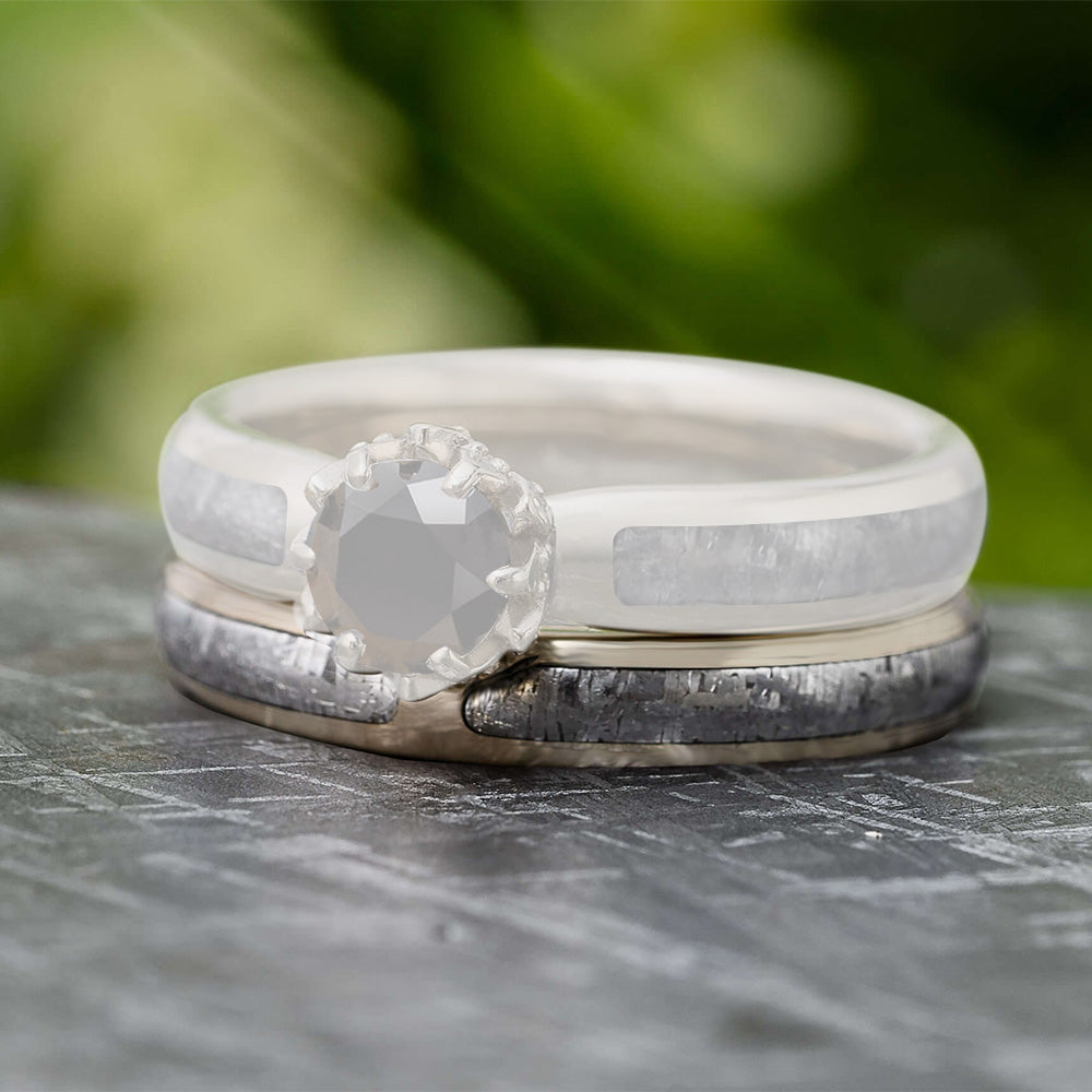 Custom Wedding Band With Meteorite Inlay