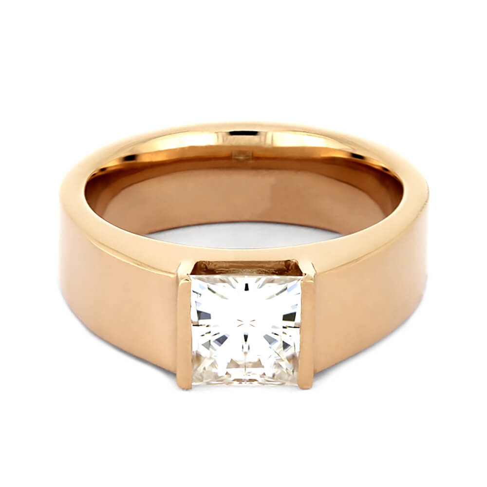 Square Cathedral Engagement Ring in Rose Gold with Moissanite-4371 - Jewelry by Johan