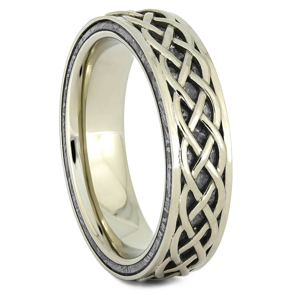 Meteorite Celtic Ring in White Gold-4454 - Jewelry by Johan