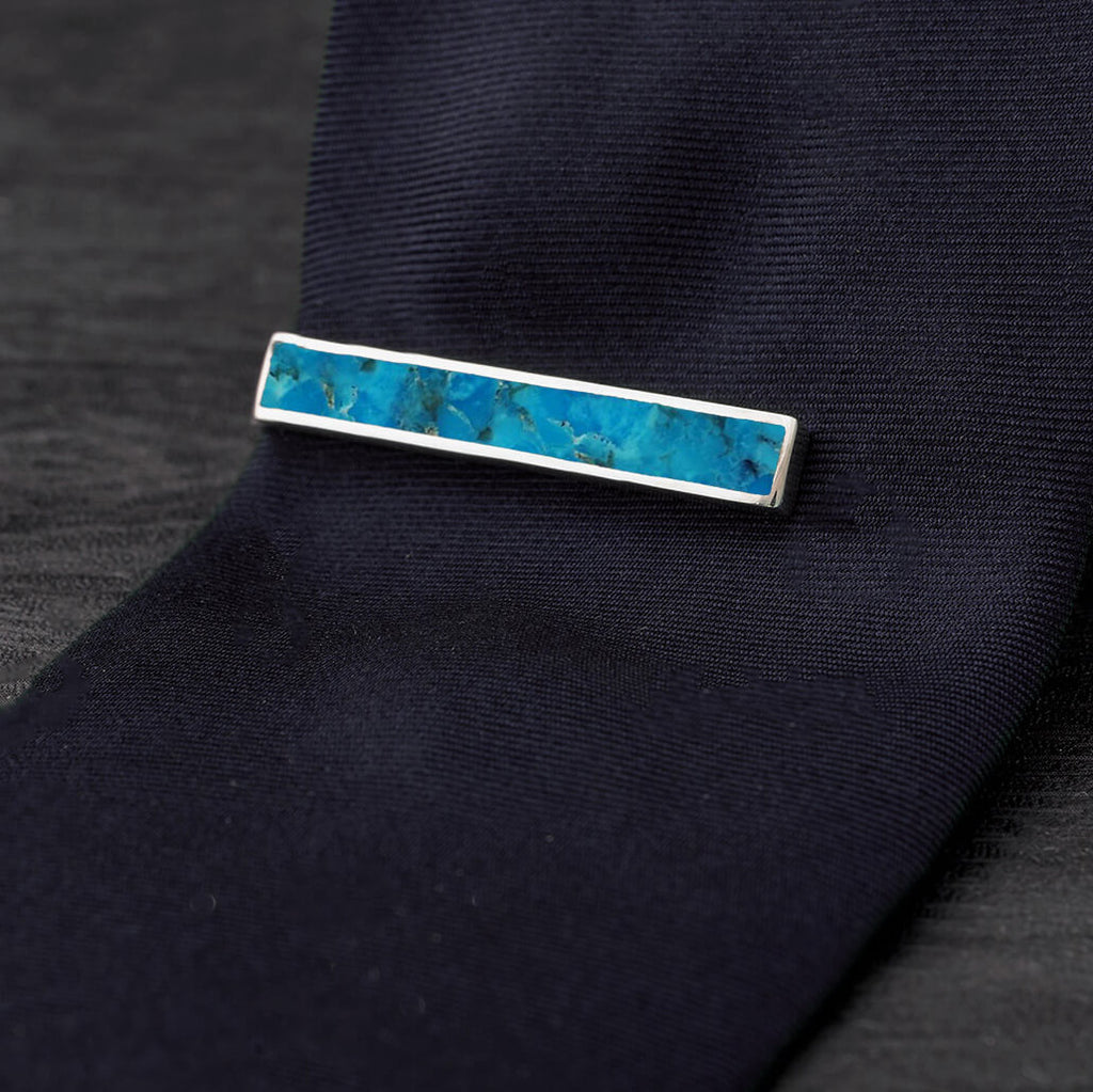 Turquoise Tie Clip in Sterling Silver