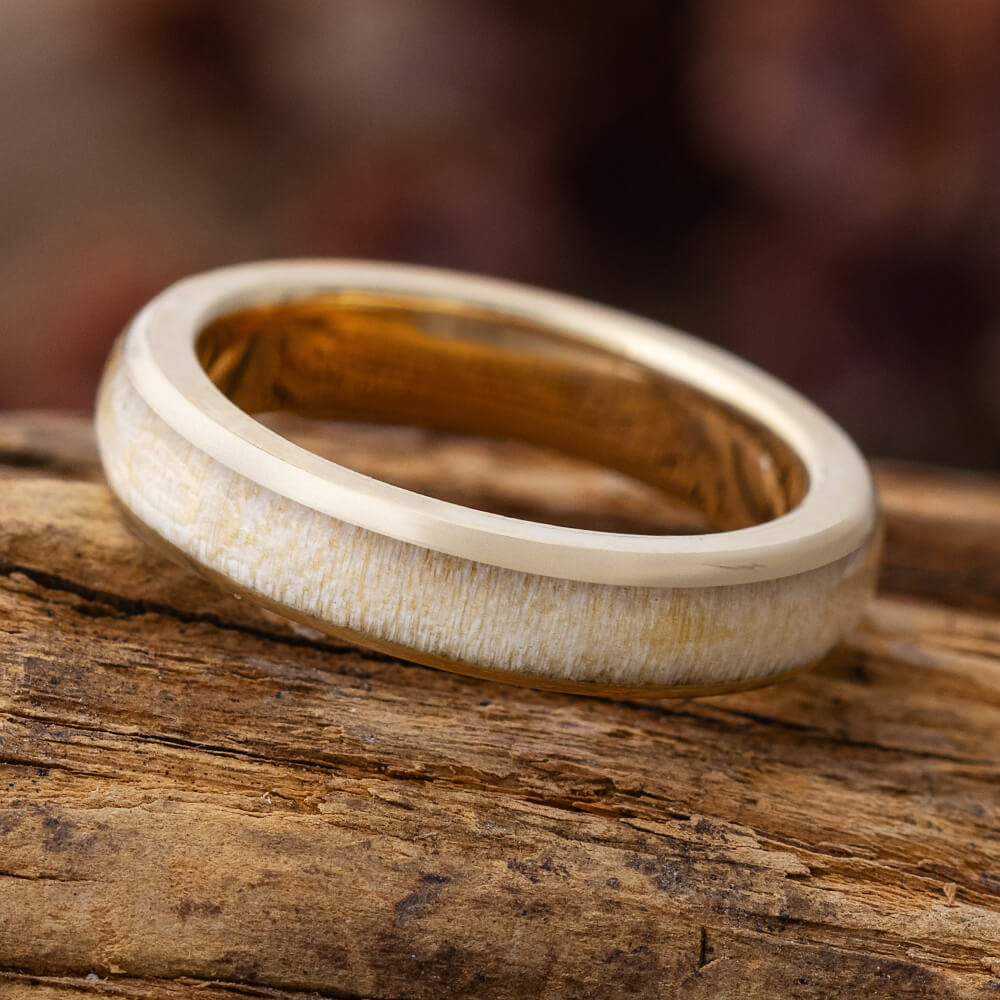 Golden Wedding Band with Wood