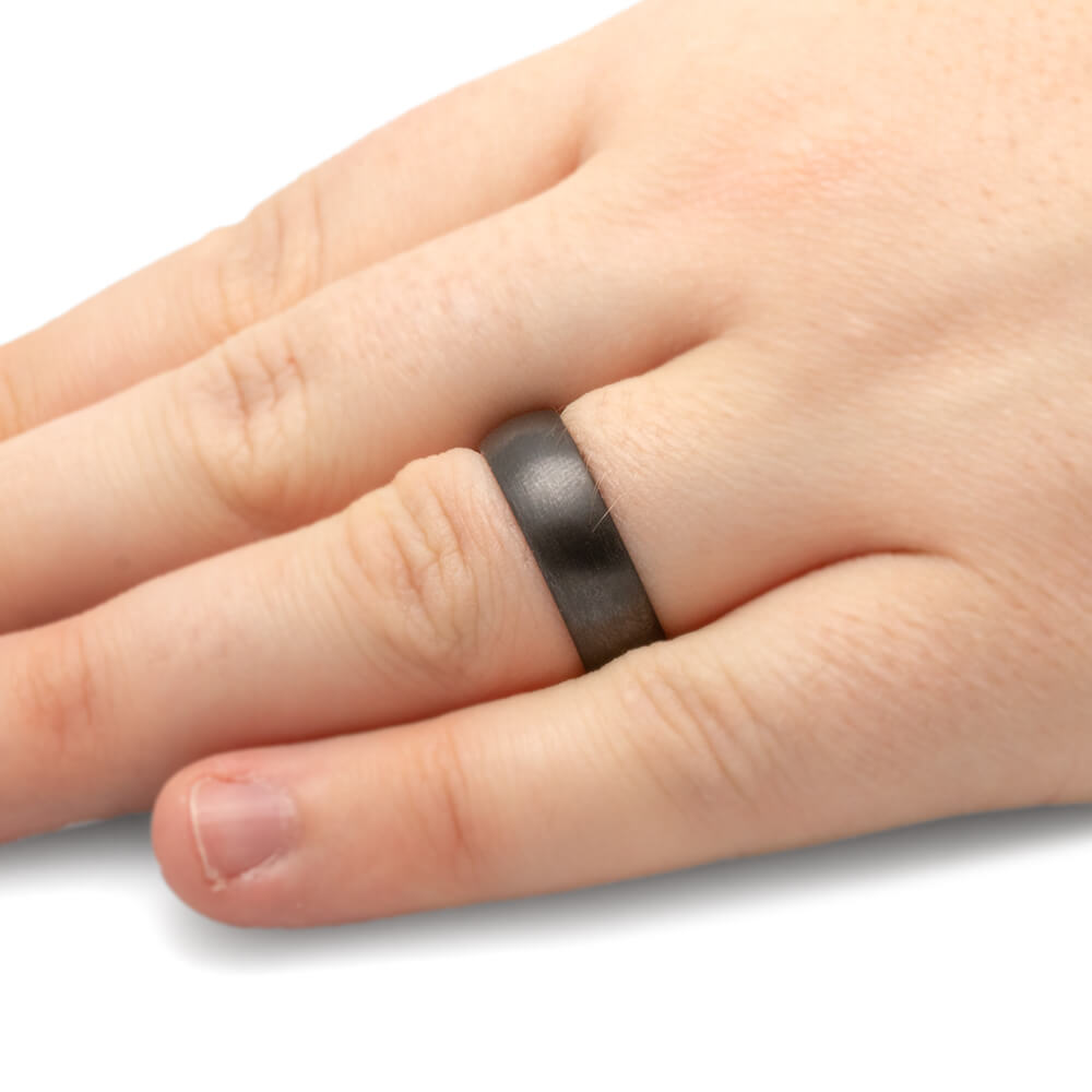 Brushed Black Zirconium Men's Ring with Round Profile-4520-BR - Jewelry by Johan