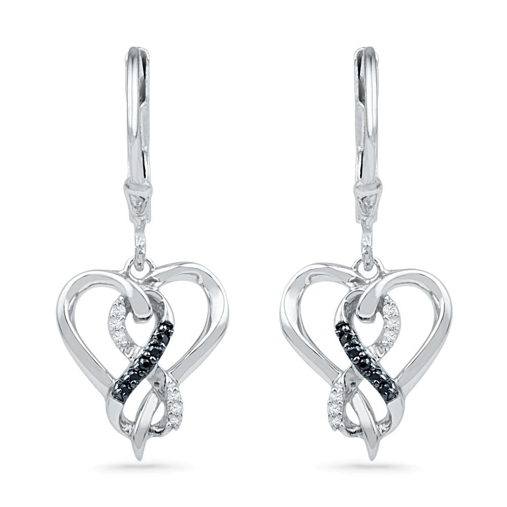 Infinity Heart Diamond Dangle Earrings-SHEF073833BAWBW - Jewelry by Johan