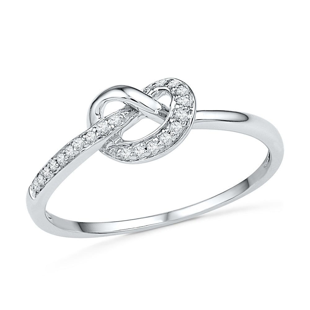 Diamond Love Knot Promise Ring, White Gold or Silver-SHRF030356 - Jewelry by Johan