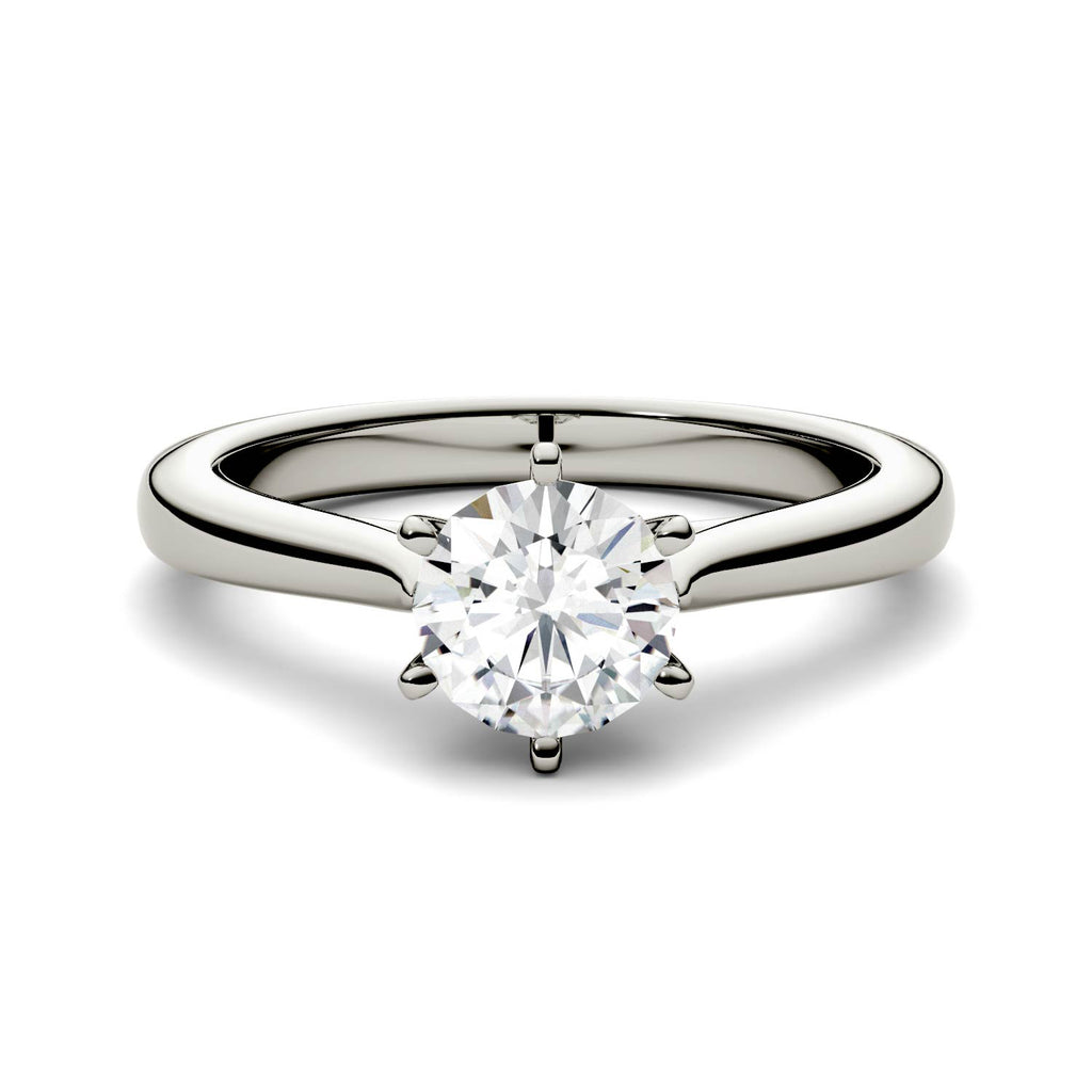 6.5mm Charles & Colvard Round Moissanite Solitaire Engagement Ring - Jewelry by Johan