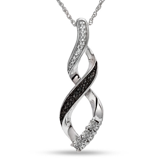 Black Diamond Necklace in Sterling Silver, In Stock-RSPF125376AAWBW - Jewelry by Johan