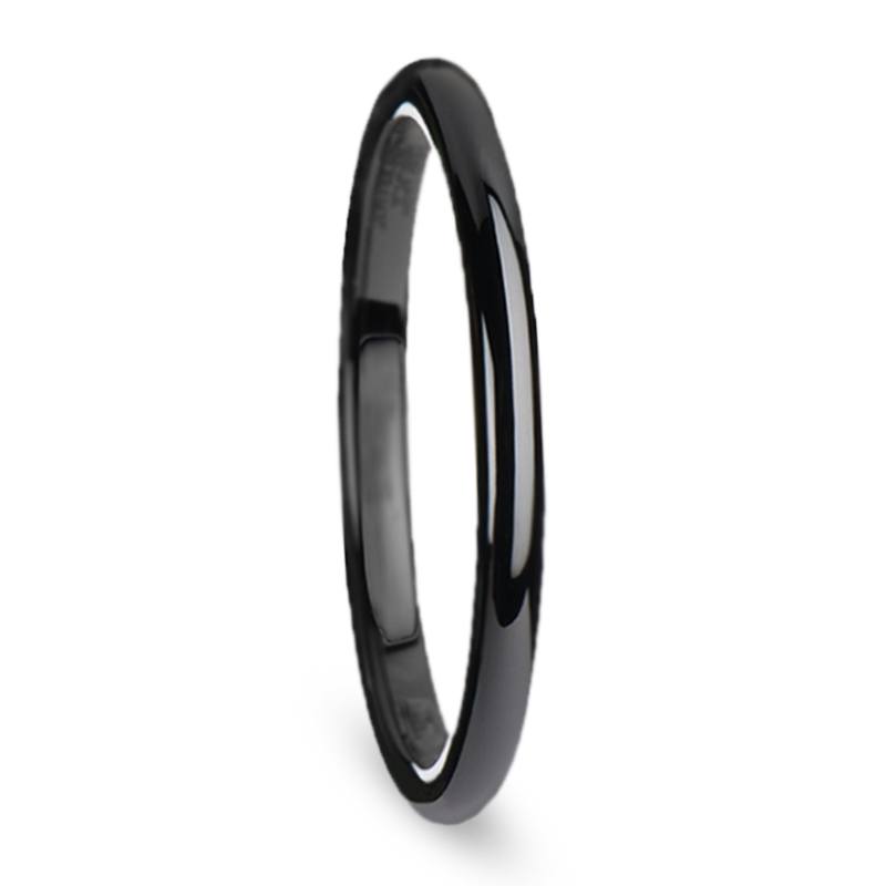 Womens Wedding Band, Thin Black Ceramic Ring-THC684-DPB - Jewelry by Johan