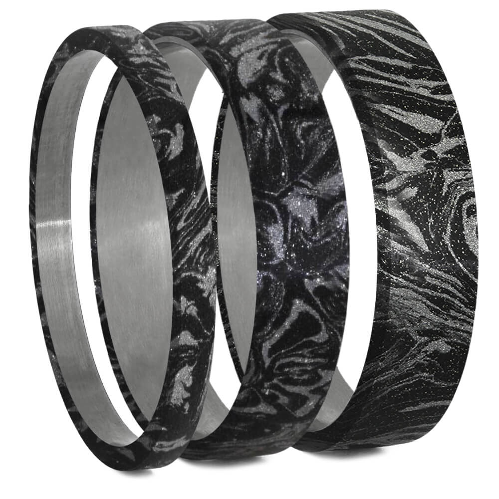 Black & White Mokume Gane Inlays for Interchangeable Rings, 2MM, 5MM or 6MM-INTCOMP-MOK - Jewelry by Johan