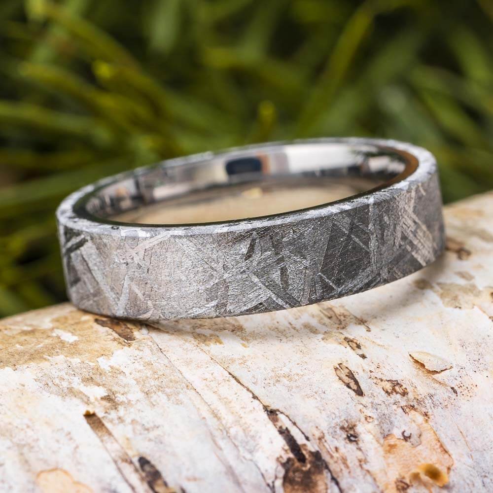 Meteorite Wedding Band in Tungsten