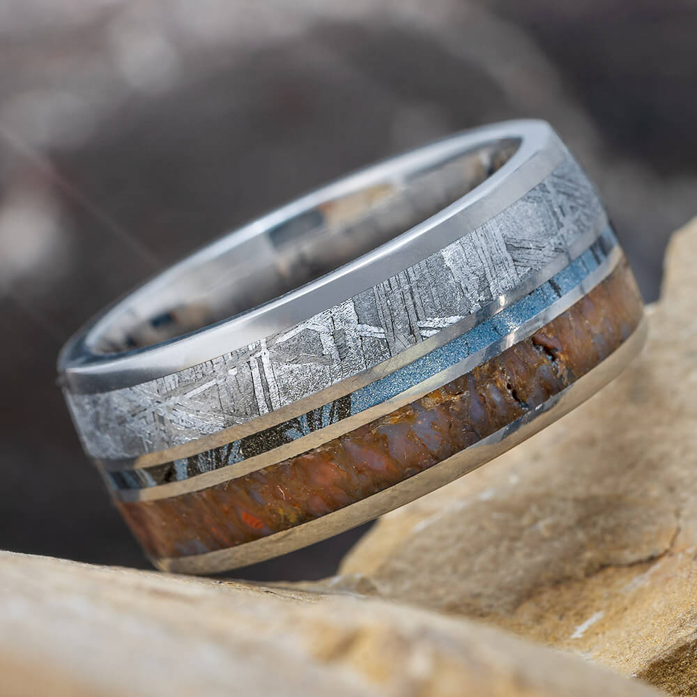 Meteorite and Mokume Wedding Band