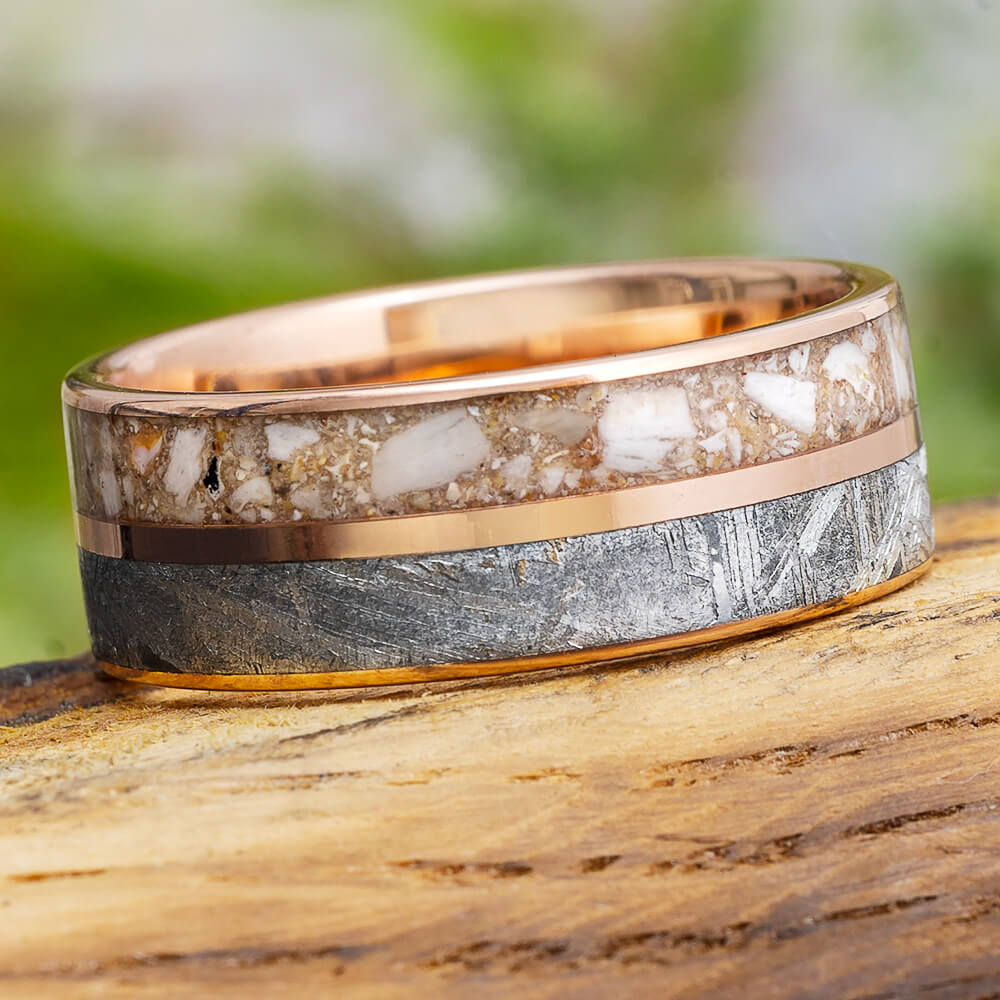 Meteorite Memorial Ring in Rose Gold