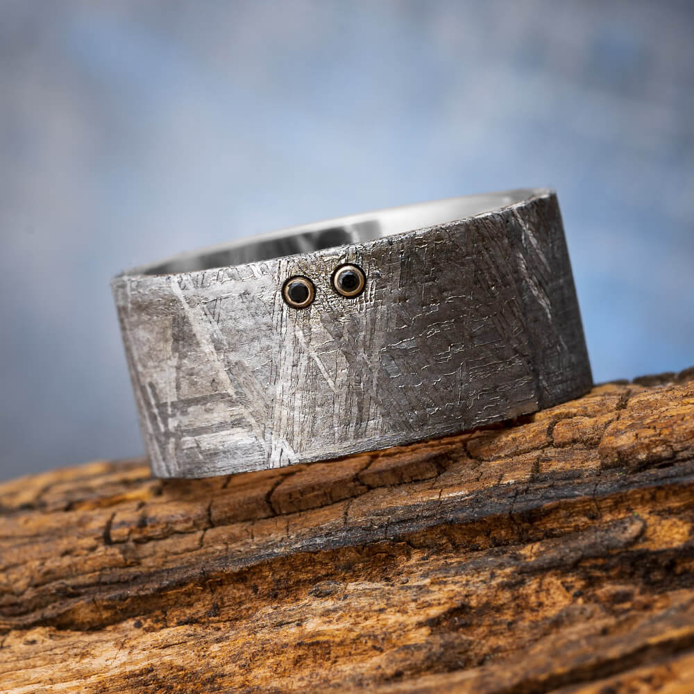 Wide Meteorite Wedding Band