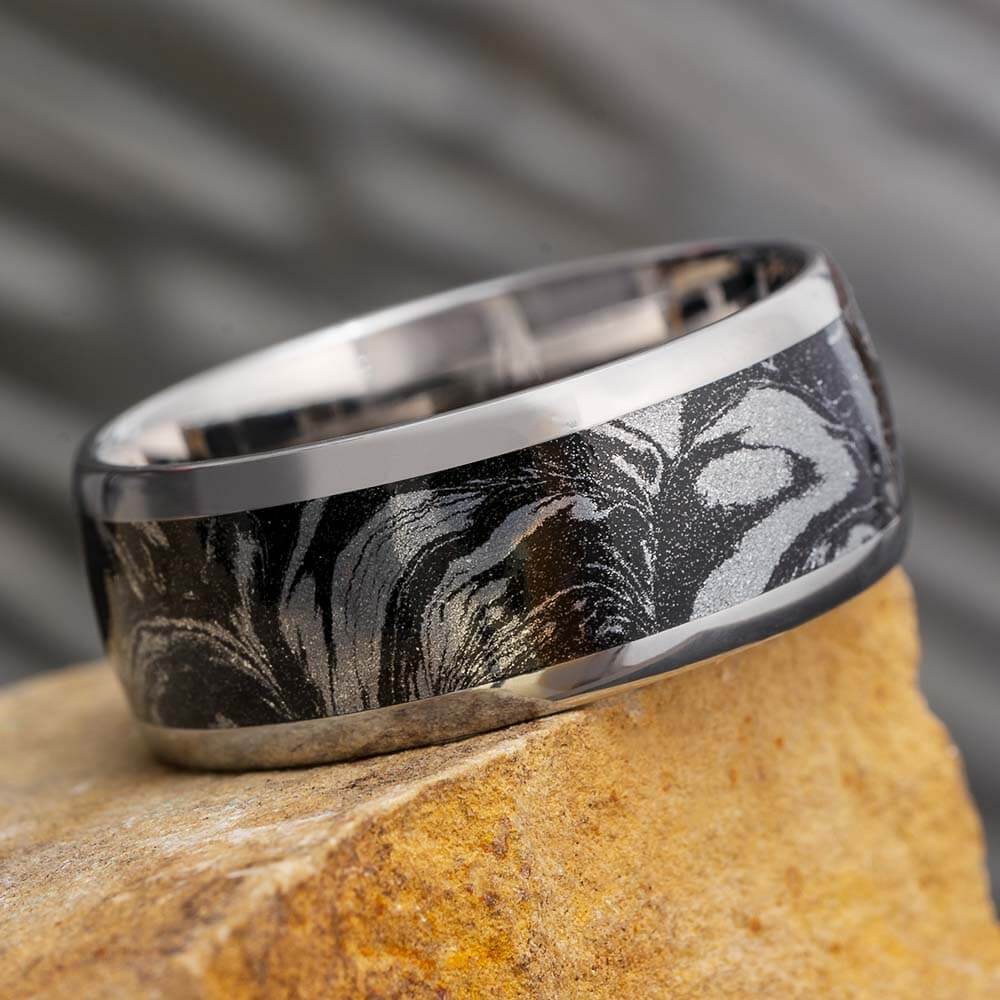 Mokume Gane Wedding Band in Titanium