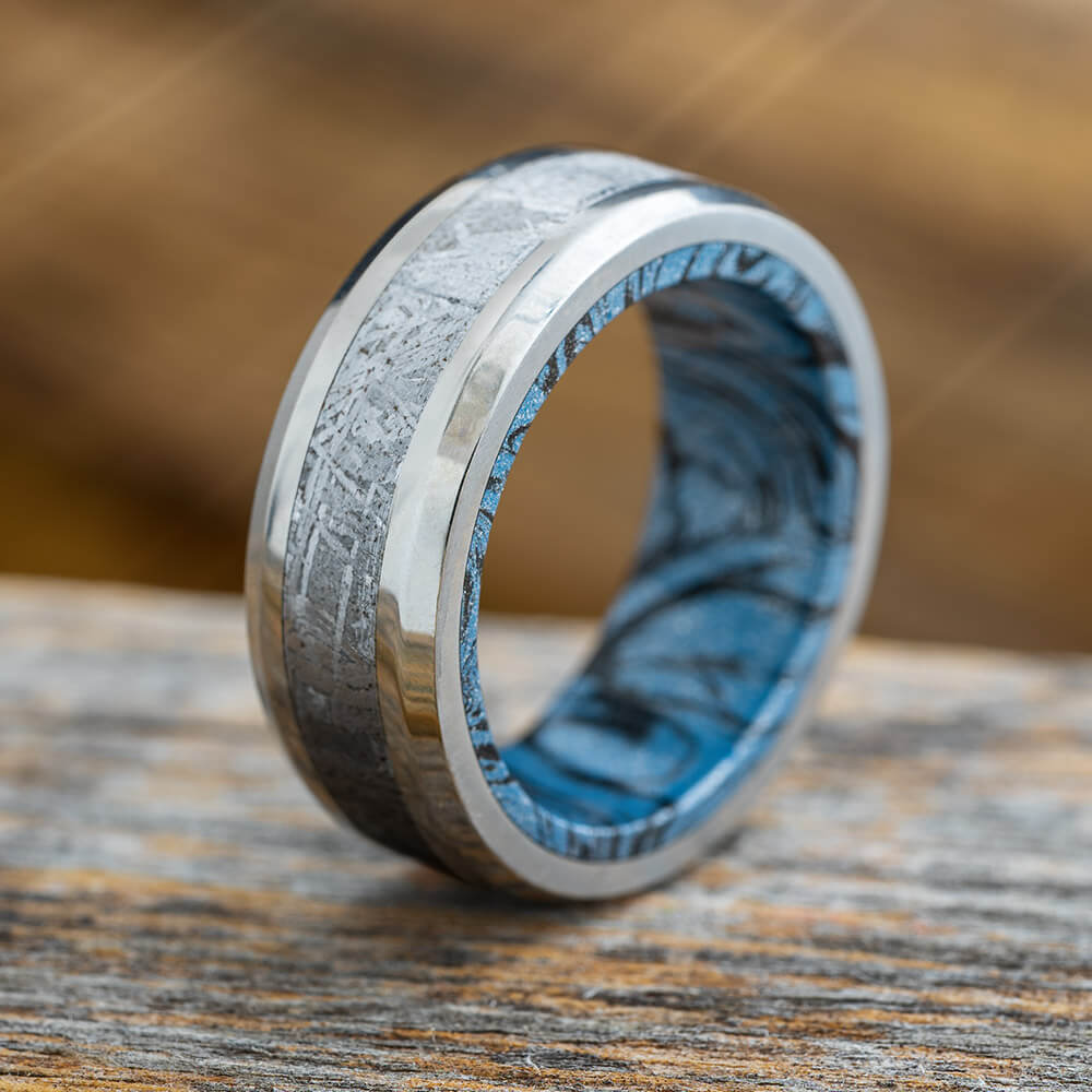 Gibeon Meteorite Men's Wedding Band, Cobaltium Mokume And Titanium Ring-2276 - Jewelry by Johan