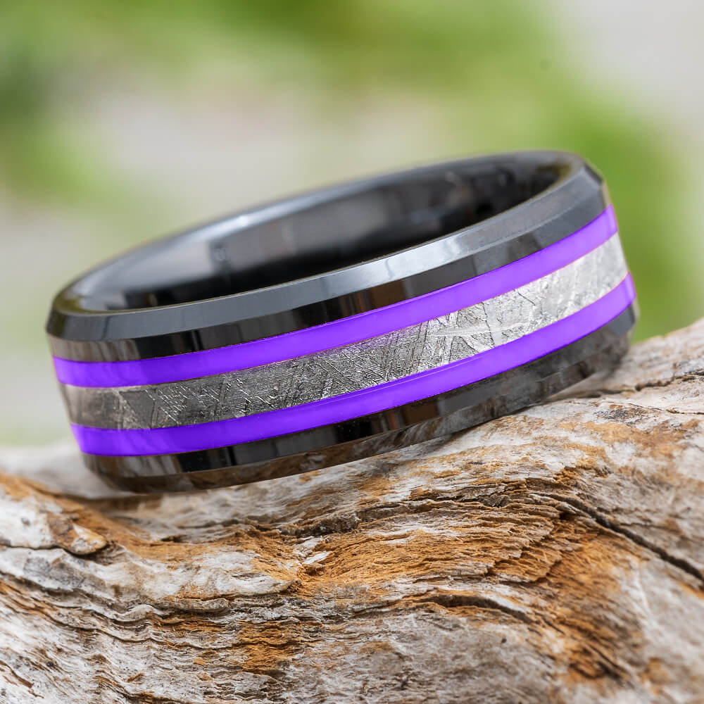 Purple Meteorite Wedding Ring