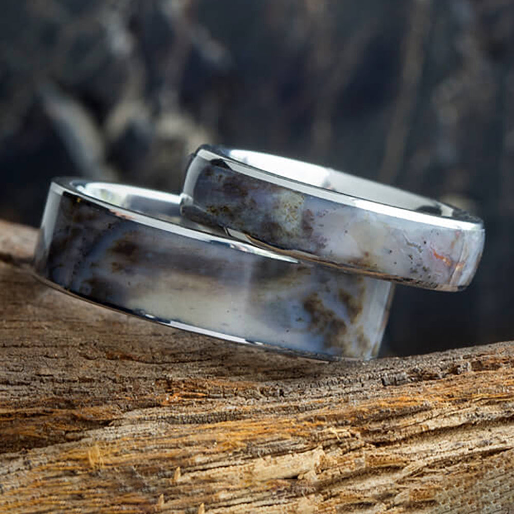 Petrified Wood Wedding Bands