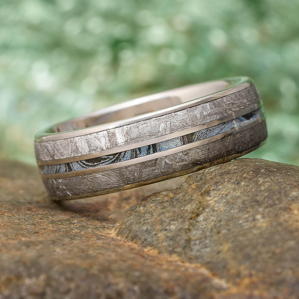 Meteorite and Cobaltium Wedding Band