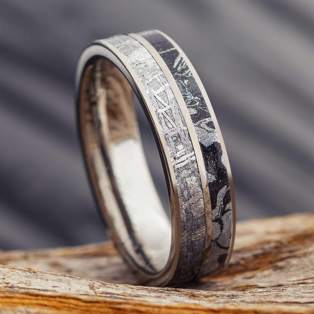 Meteorite and Mokume Gane Wedding Band