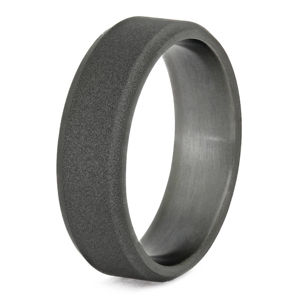 Simple Titanium Wedding Band With Sandblasted Finish And Beveled Edges-3684 - Jewelry by Johan