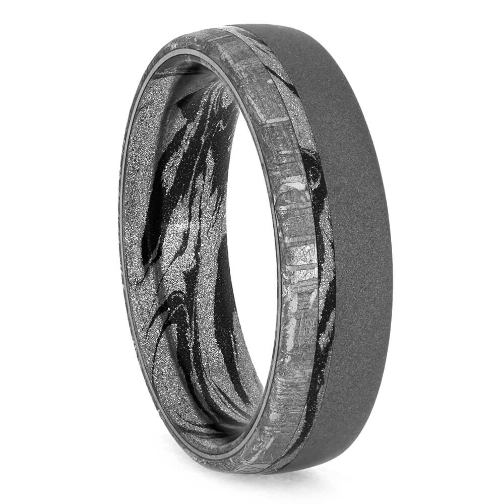 Mokume Wedding Band, Meteorite Ring with Sandblasted Finish-3834 - Jewelry by Johan