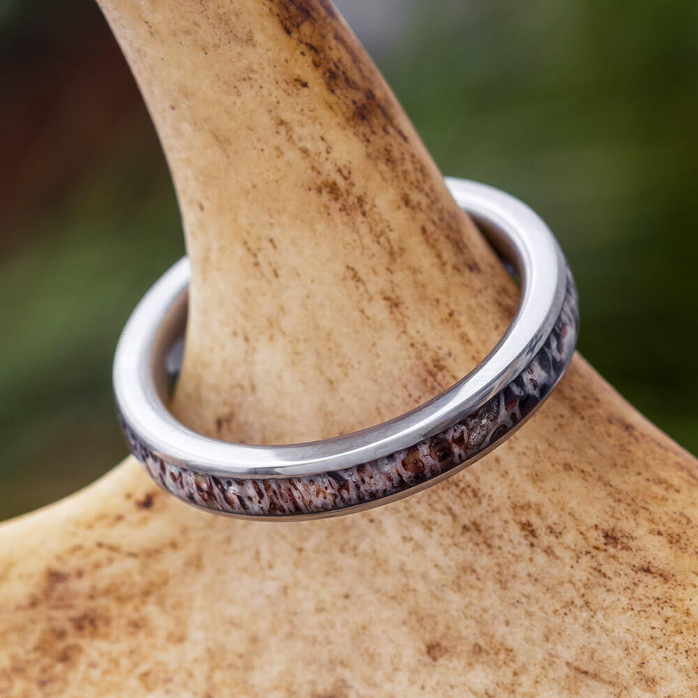 Thin Deer Antler Women's Wedding Ring, In Stock-SIG3024 - Jewelry by Johan