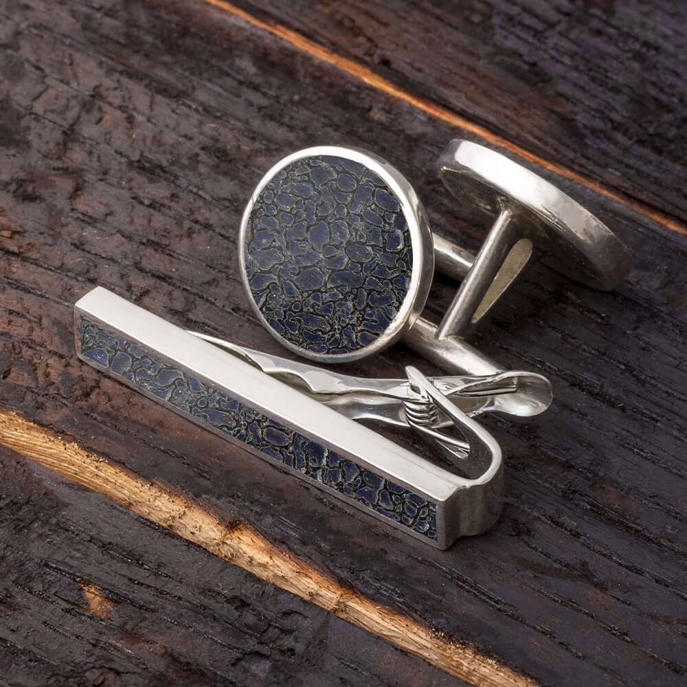 Bad to the Dino Bone Gift Set with Sterling Silver Tie Clip and Cuff Links-3547 - Jewelry by Johan