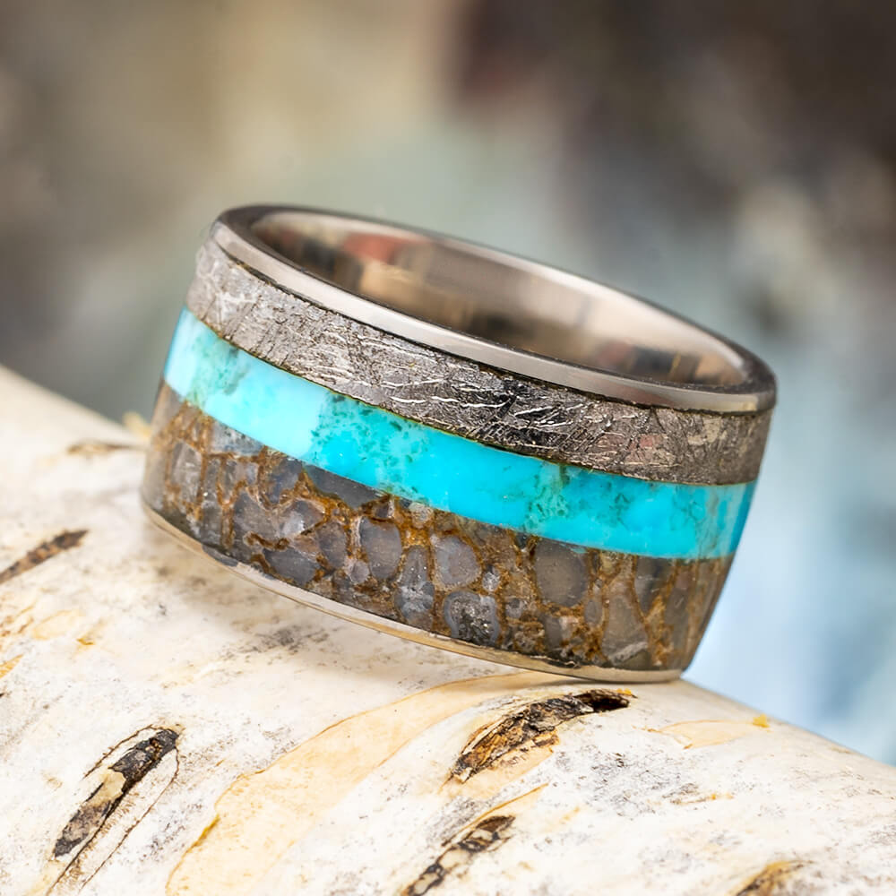 Dino and Meteorite Wedding Band