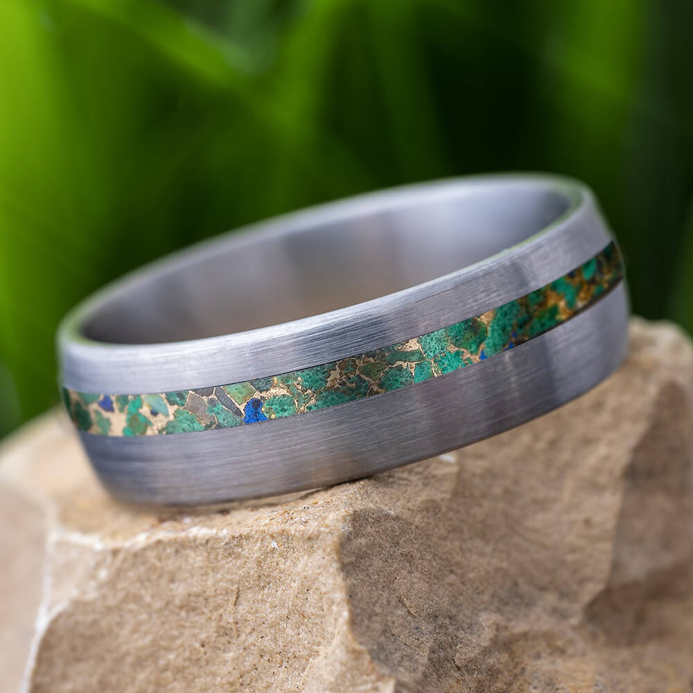 Desert Mosaic Wedding Band, Titanium Ring With Brushed Finish-3930 - Jewelry by Johan