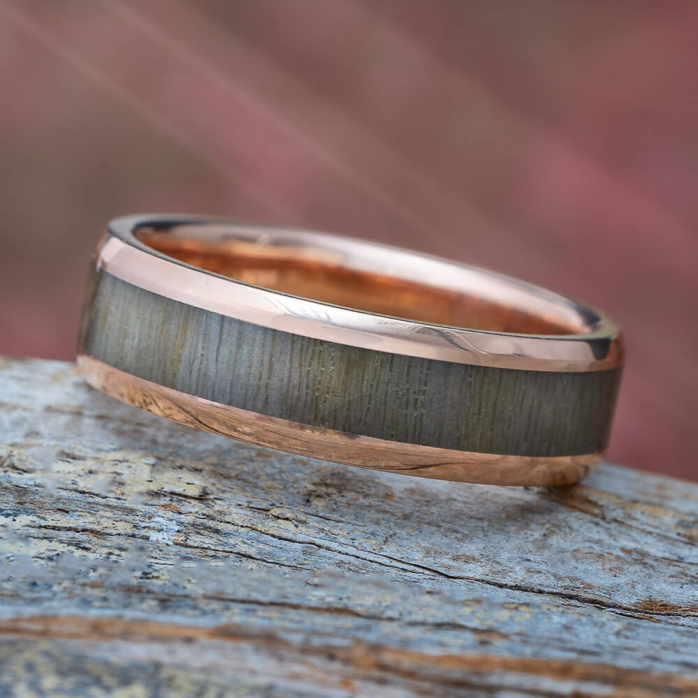 Fossilized Wood Wedding Band