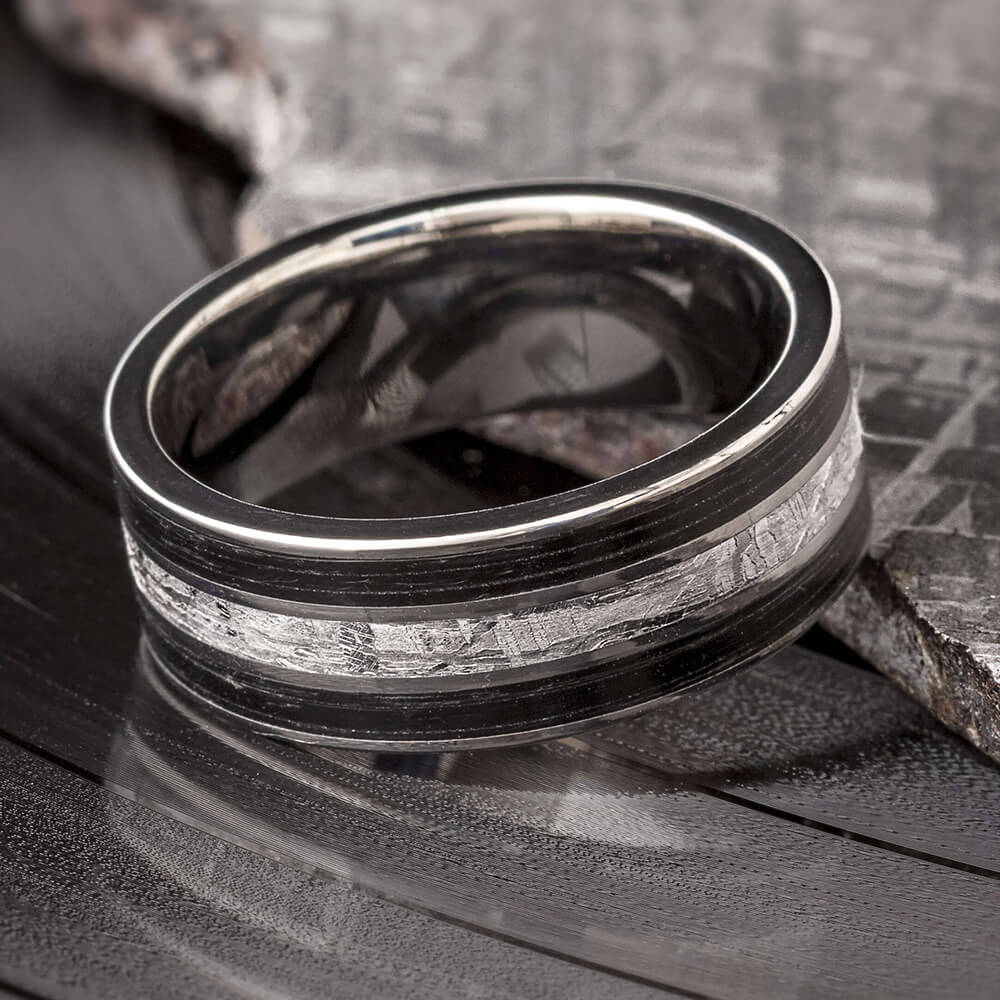 Vinyl LP Ring with Meteorite