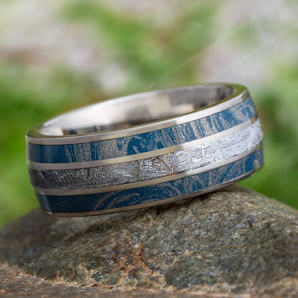 Mokume and Meteorite Wedding Band