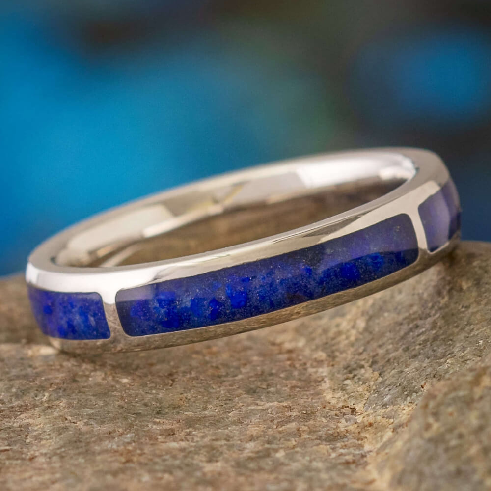 Lapis Wedding Band in Titanium