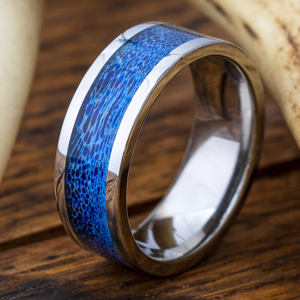 Blue Antler Wedding Band