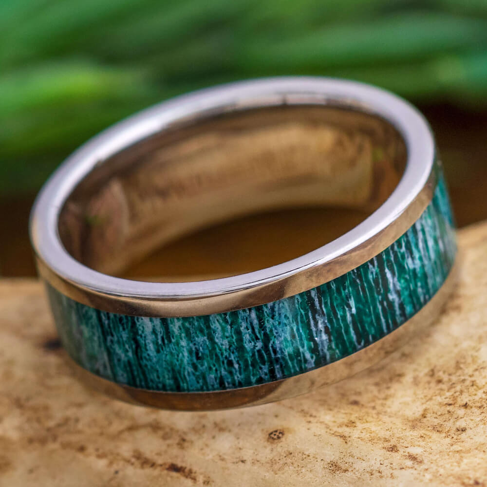 Green Antler Wedding Band