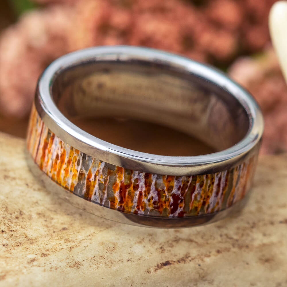 Orange Antler Wedding Band