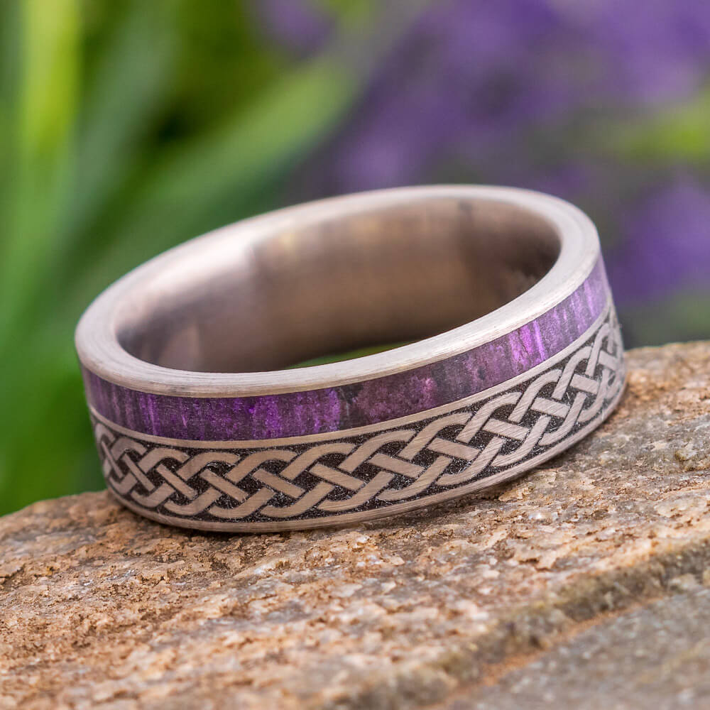 Men's Celtic Wedding Band with Purple Sugilite-4612 - Jewelry by Johan