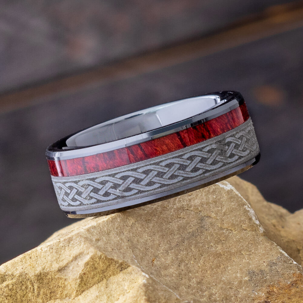 Bloodwood Wedding Band with Celtic Knot