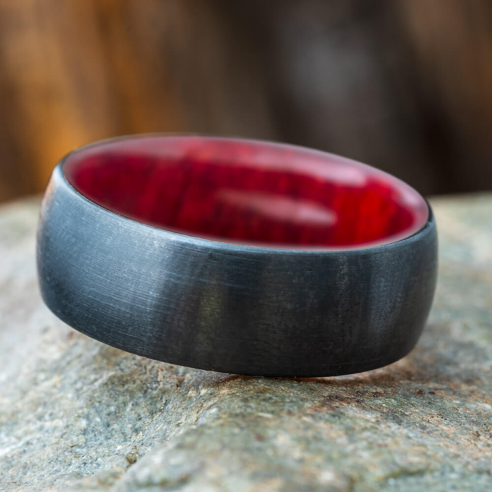 Round Black Zirconium Band with Bloodwood Sleeve-4658-WD - Jewelry by Johan